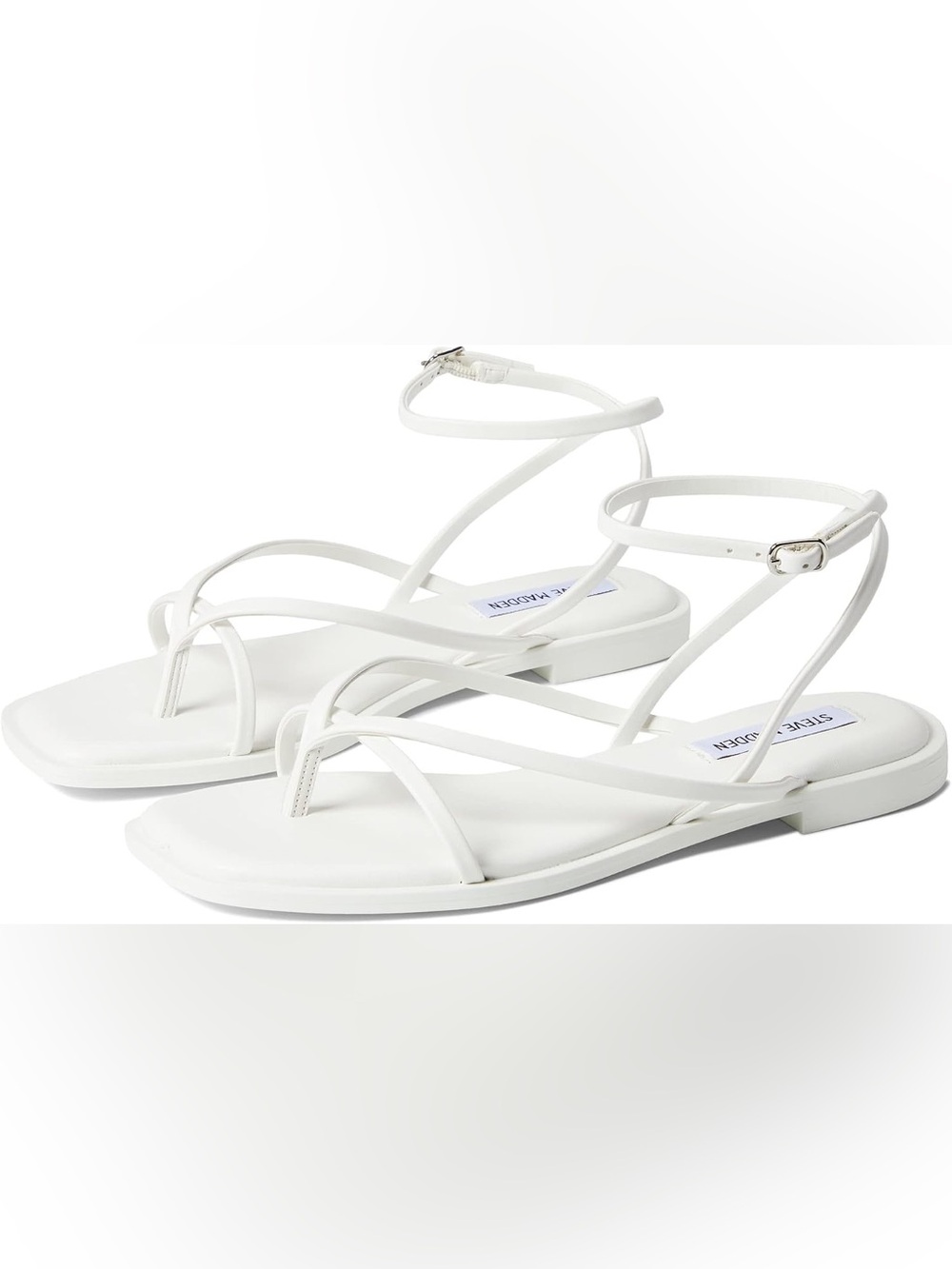 Steve Madden White Multi-Strap Ankle Wrap Sandals